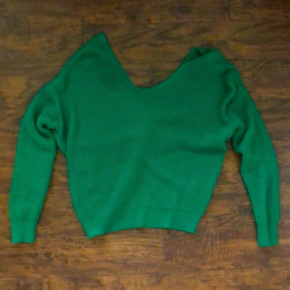 Twist-Back Emerald Green Sweater